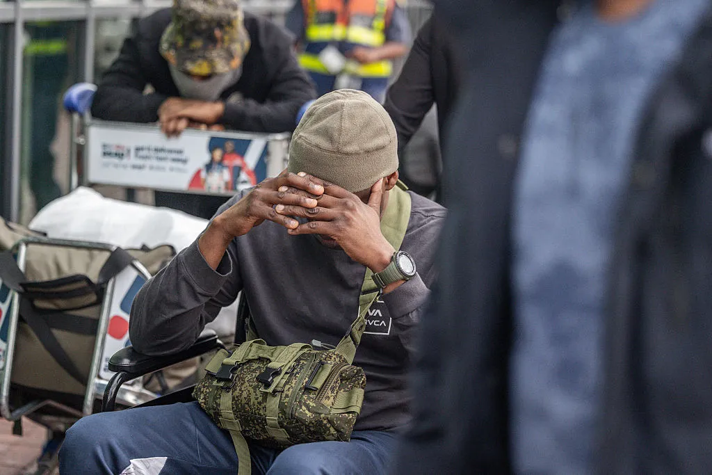 A group of South African men allegedly lured to fight alongside Russia&nbsp;in the war against Ukraine arrive at King Shaka International Airport in Durban.
