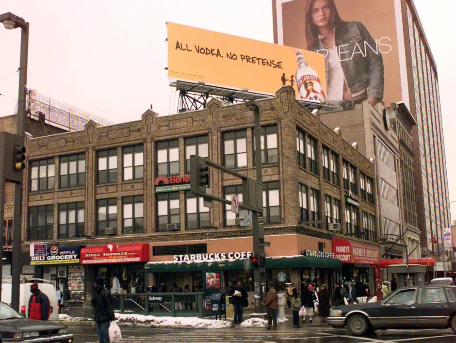 A street corner in the Harlem neighborhood of New York City. If trends continue, Harlem will soon cease to be a majority-black neighborhood.