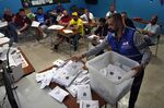 Election officials count ballots in Tripoli, Lebanon, on May 15.