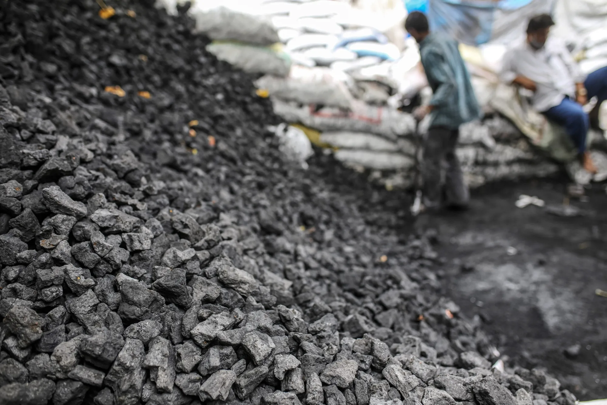 A stack of coal in Mumbai, India.