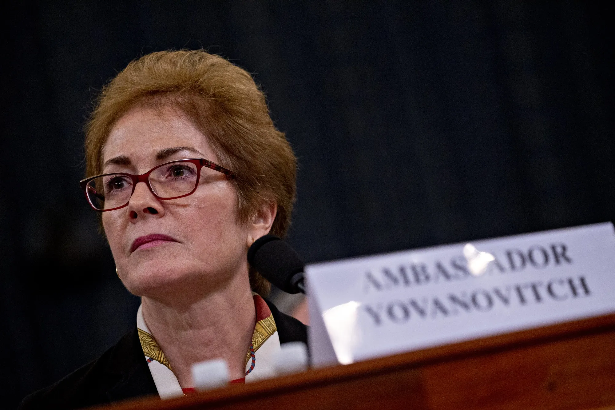 Marie Yovanovitch, former U.S. ambassador to Ukraine, listens during a House Intelligence Committee impeachment inquiry hearing in Washington on Nov. 15, 2019.
