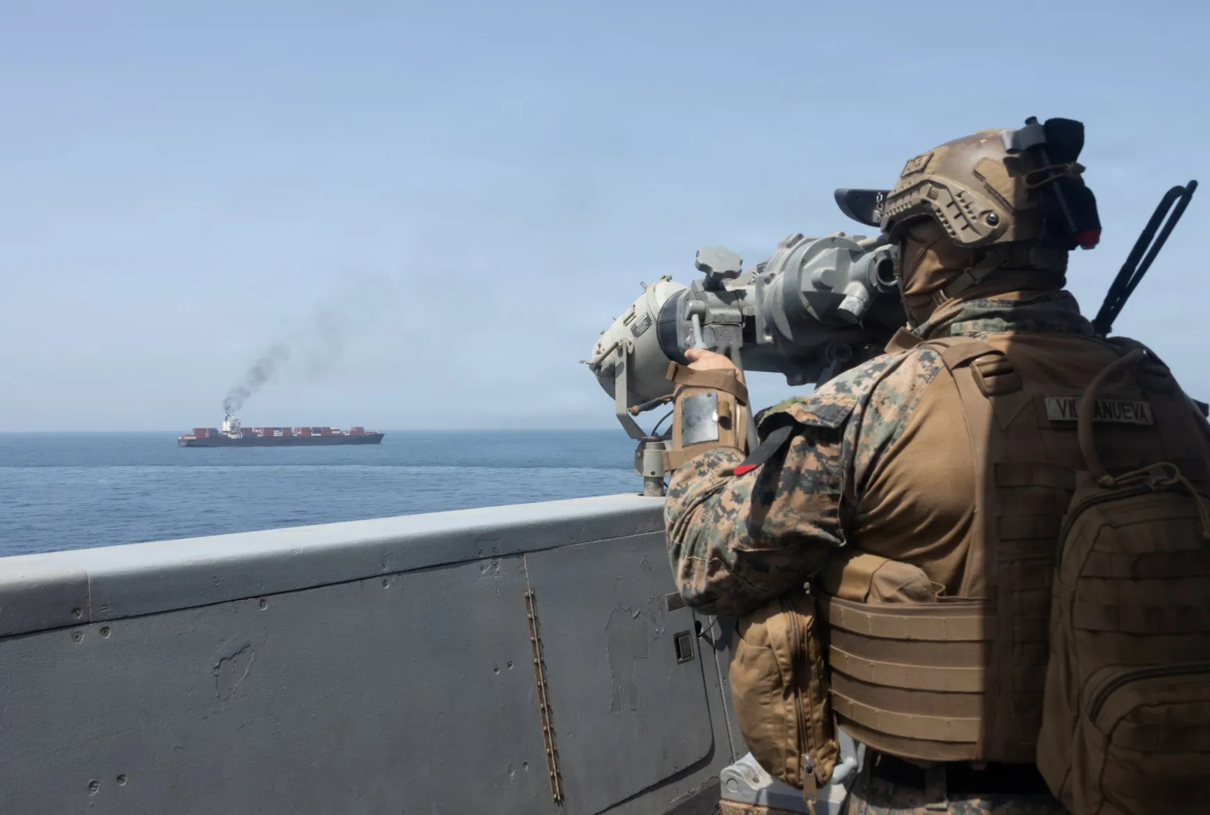 US forces patrol the Arabian Sea on April 20.