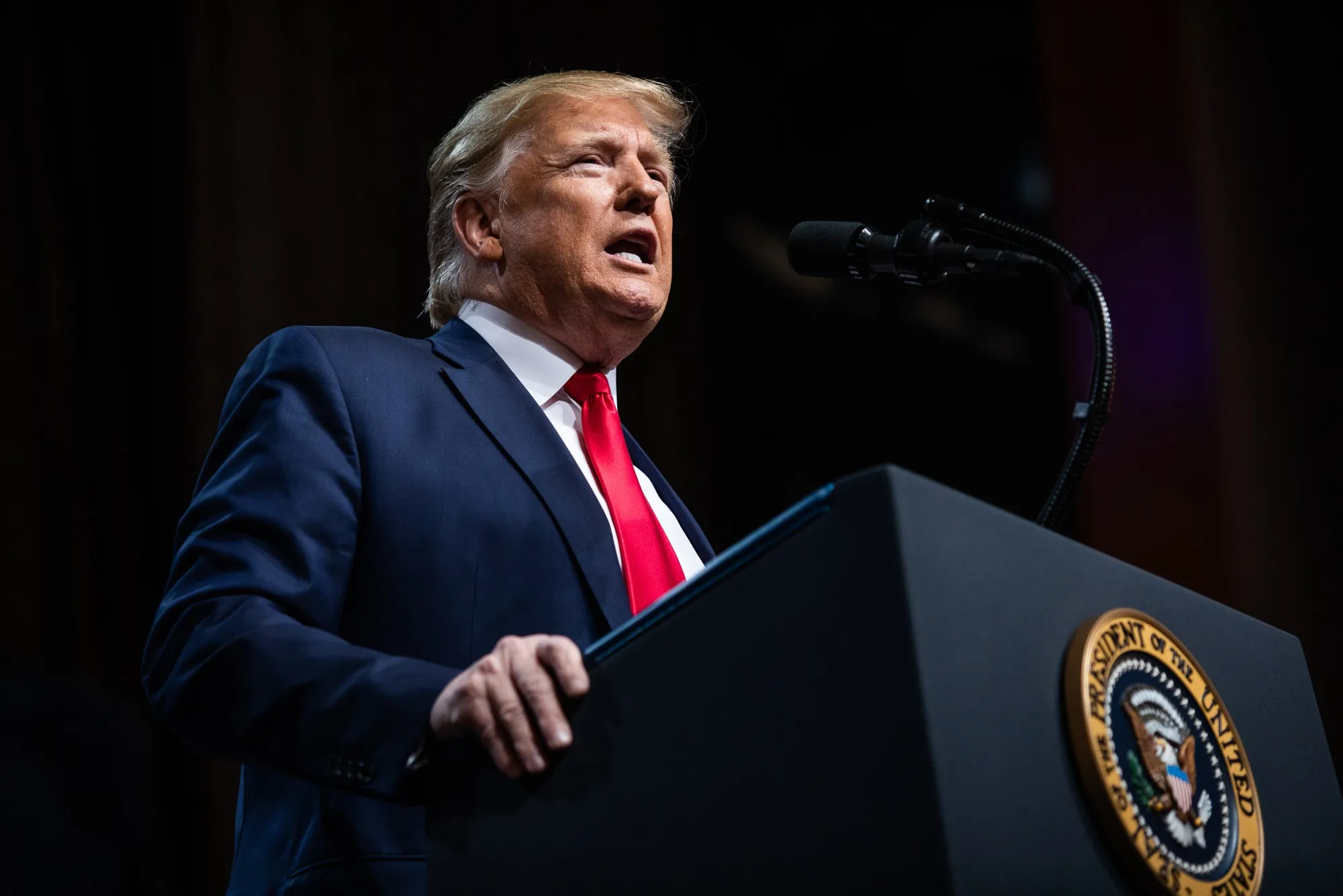 U.S. President Donald Trump speaks during an Economic Club of New York event in New York, on Nov. 12.