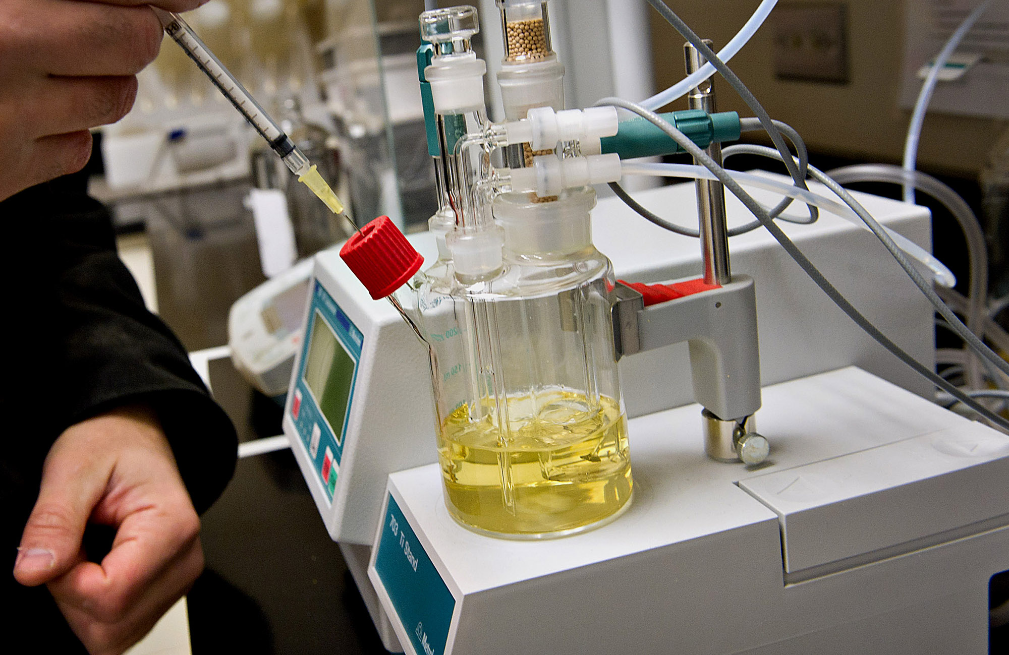 A quality test on a batch of ethanol at a&nbsp;lab in Underwood, North Dakota.