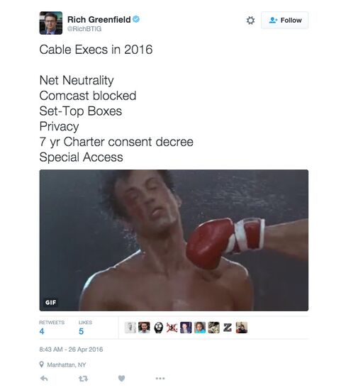 Tweet by analyst regarding FCC under Wheeler