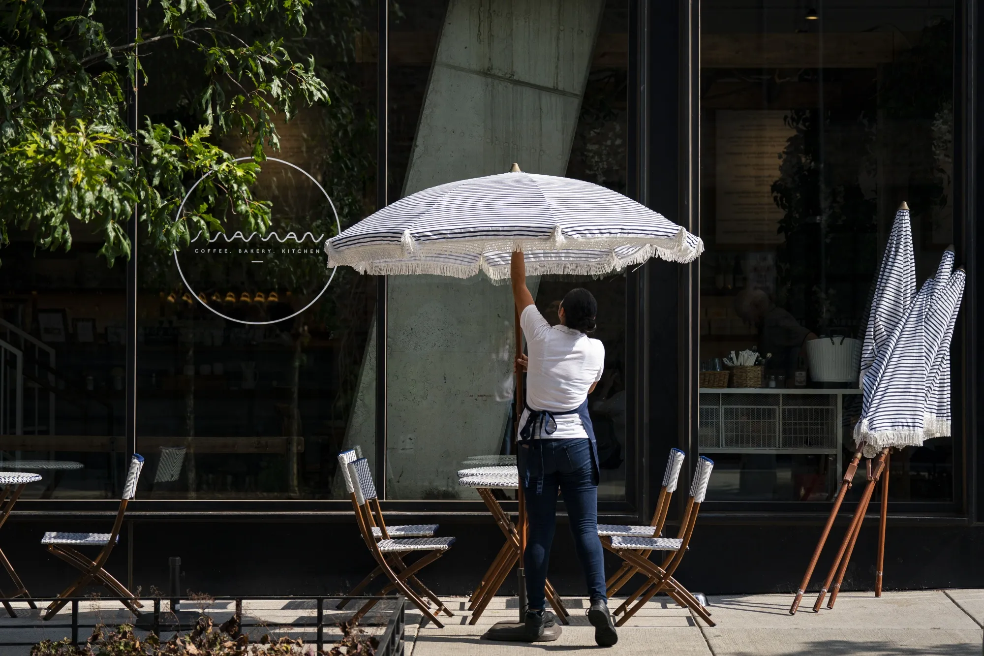 A restaurant worker&nbsp;in Washington, DC, US.