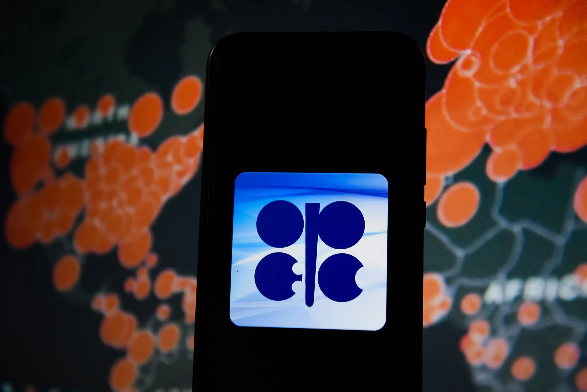 In this photo illustration an OPEC logo seen displayed on a