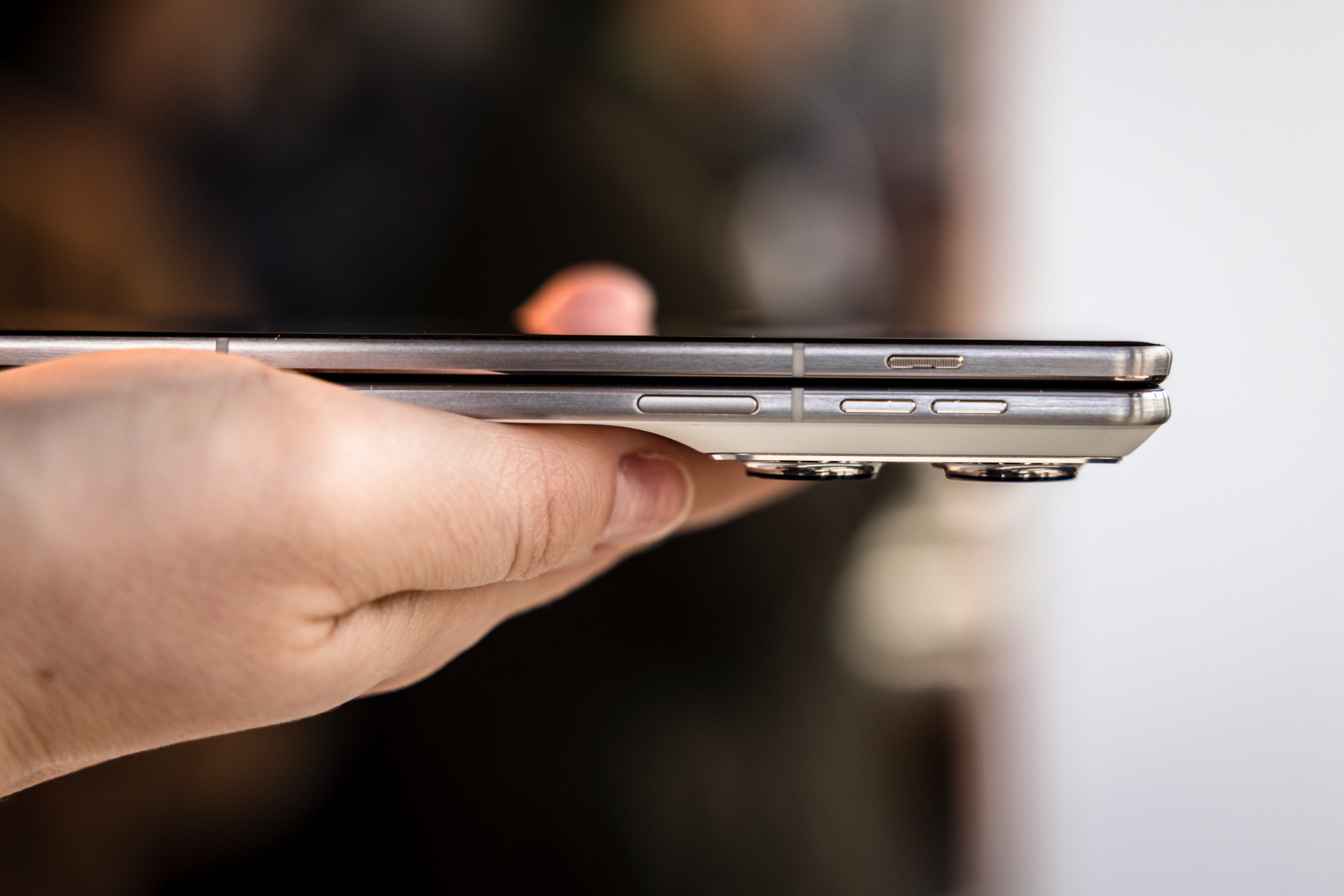 A side profile of the Motorola Razr Fold smartphone at a preview ahead of the MWC Barcelona 2026 tech show in Barcelona, Spain, on Sunday, March 1, 2026. On the show floor, brands such as Shenzhen-based Honor Device Co. and Lenovo Group Ltd.’s Motorola debuted new foldable phones, ahead of Apple Inc. unveiling the first foldable iPhone later this year. Photographer: Angel Garcia/Bloomberg