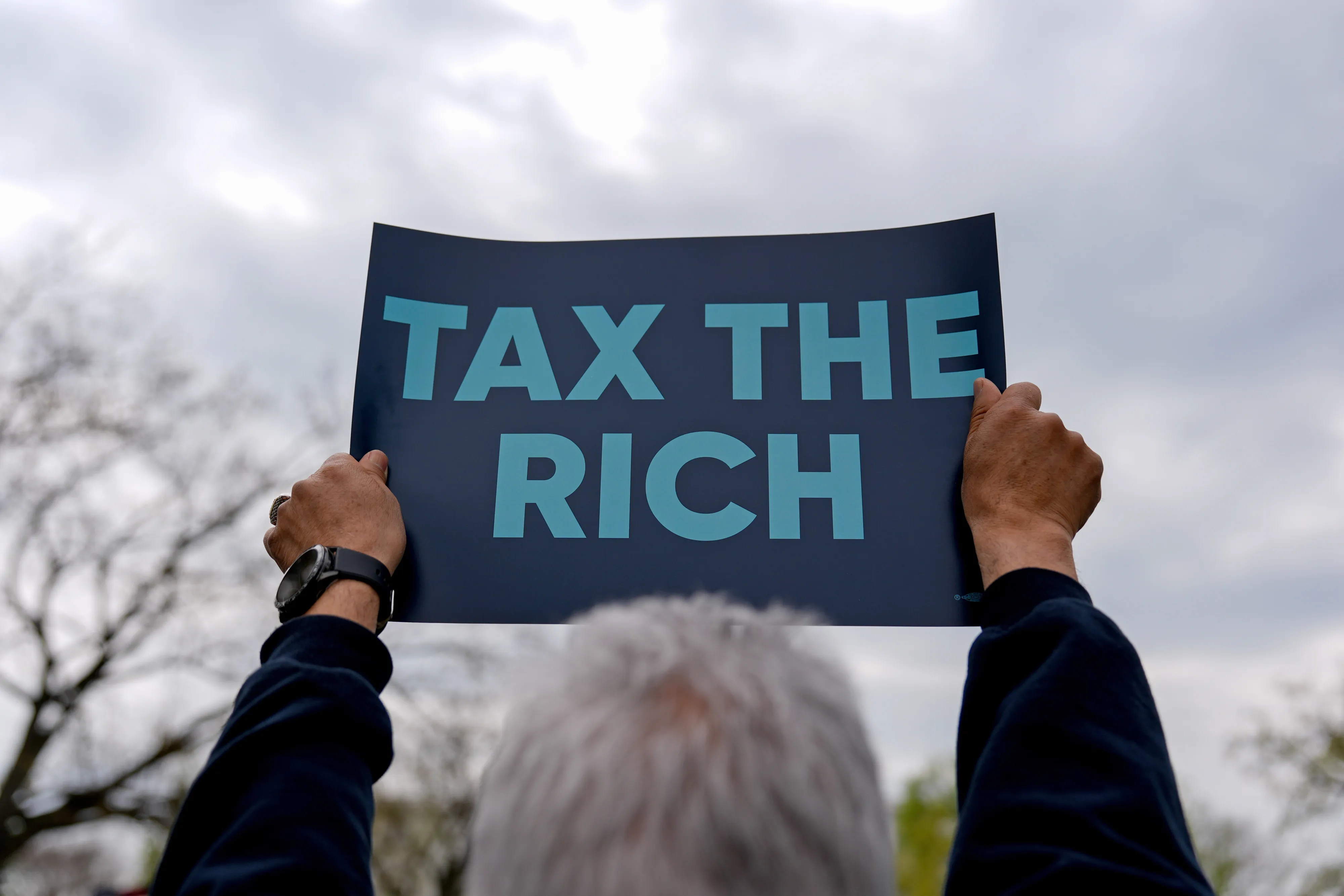 A demonstrator during a protest near the US Capitol in Washington.