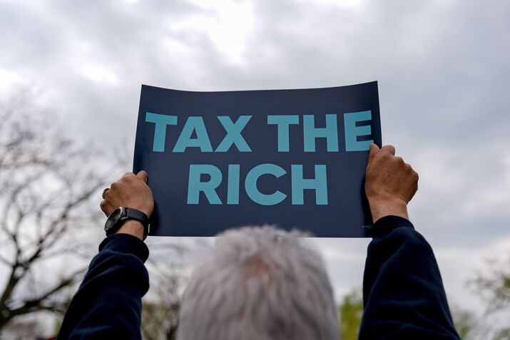 Demonstrators Protest Tax Breaks For Billionaires And Corporations At US Capitol