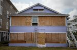 Plywood protects windows and doors of a property ahead of Hurricane Florence in Carolina Beach, North Carolina&nbsp;on&nbsp;Sept. 11, 2018.