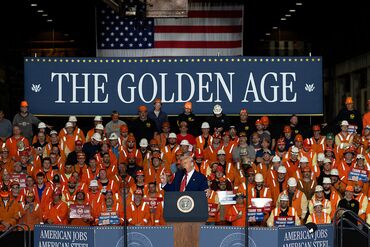 President Trump Speaks On US Steel Deal At US Steel Irvin Works