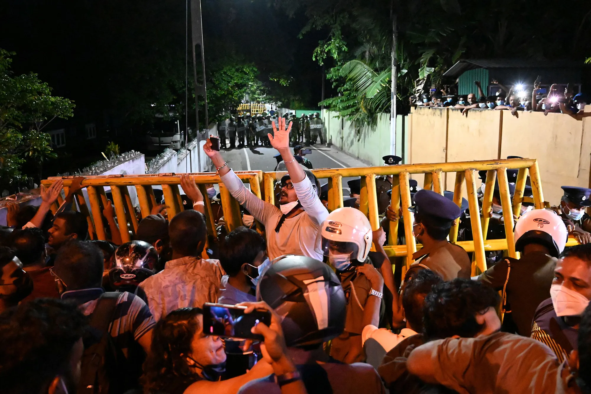 Demonstrators protest outside President Gotabaya Rajapaksa’s home in Colombo, Sri Lanka, on March 31.