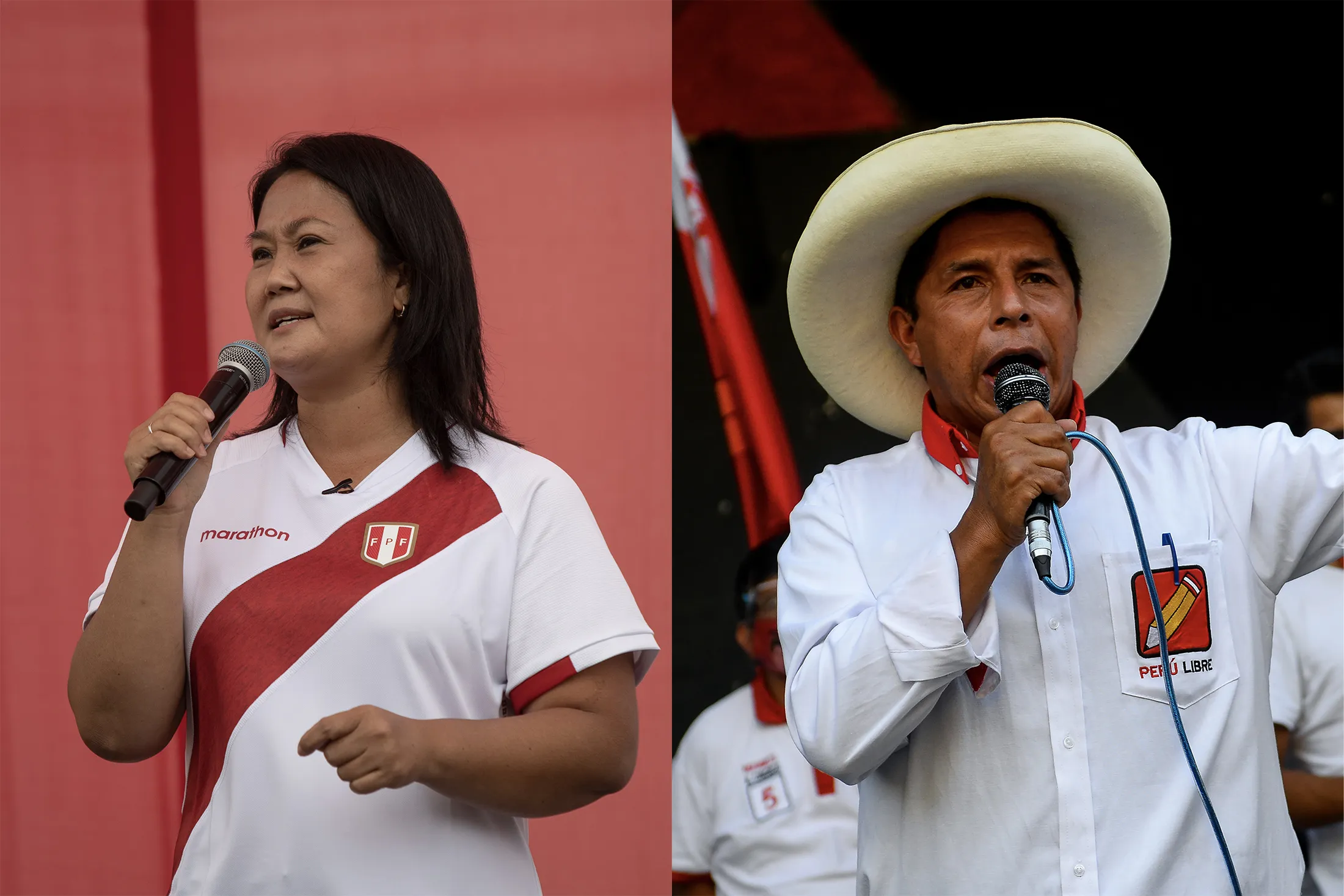 Keiko Fujimori and Pedro Castillo