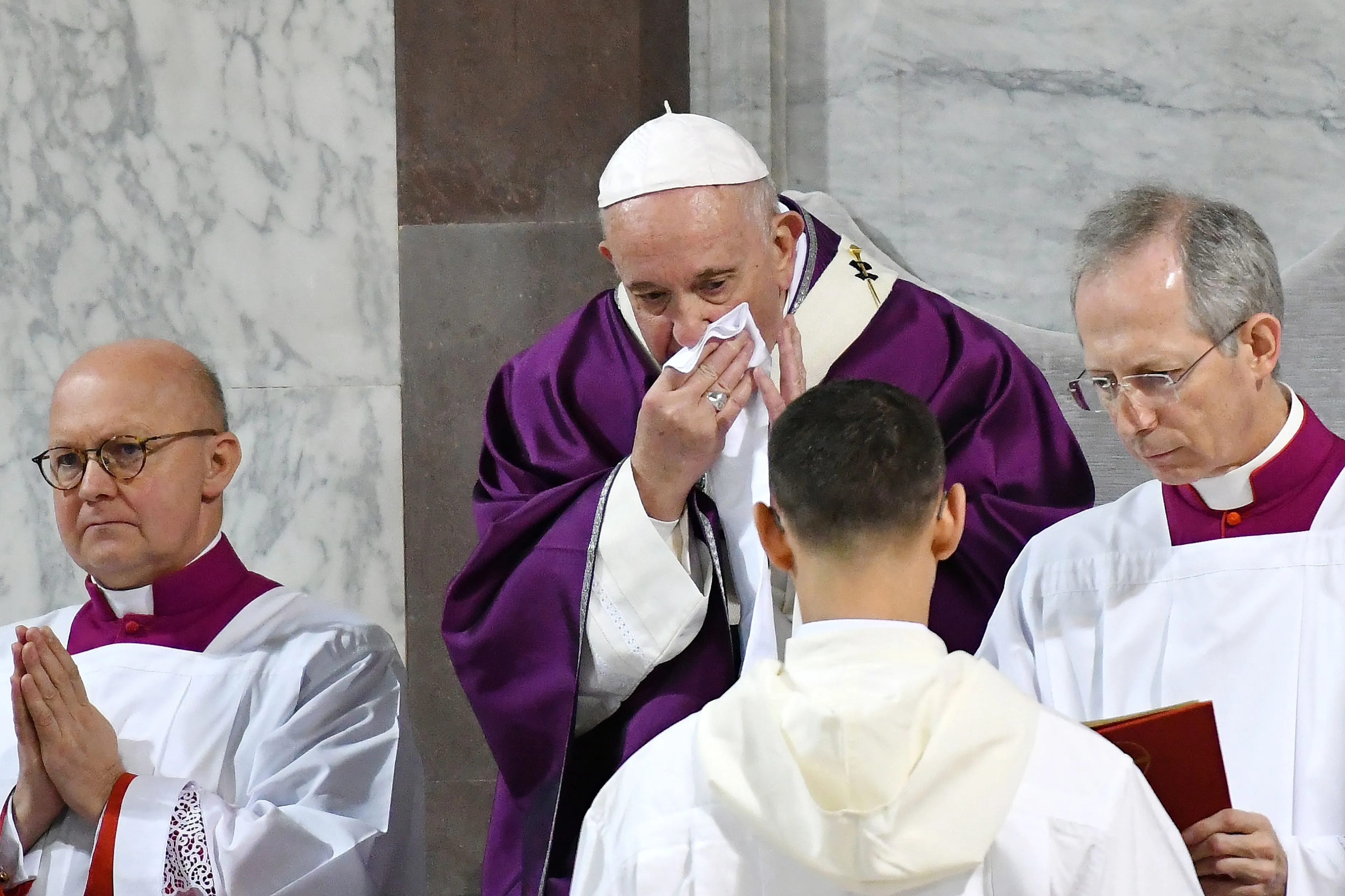 Pope Francis attends Ash Wednesday mass in Rome on Feb. 26.