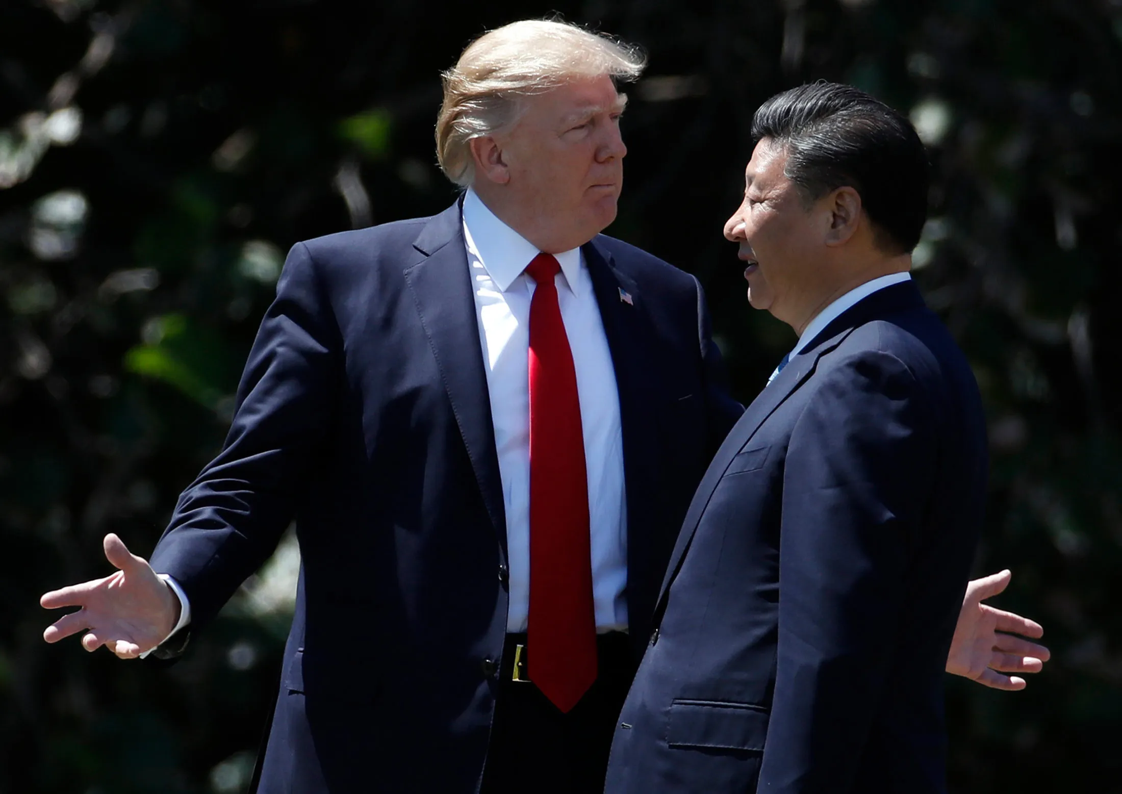 Donald Trump and&nbsp;Xi Jinping in 2017.
