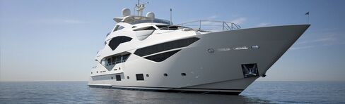 The $25 million Sunseeker 131 (named for its length) offers three decks, a cocktail lounge, separate dining area, and full galley, plus room for 12 in five bedrooms. It can reach up to 25 knots.