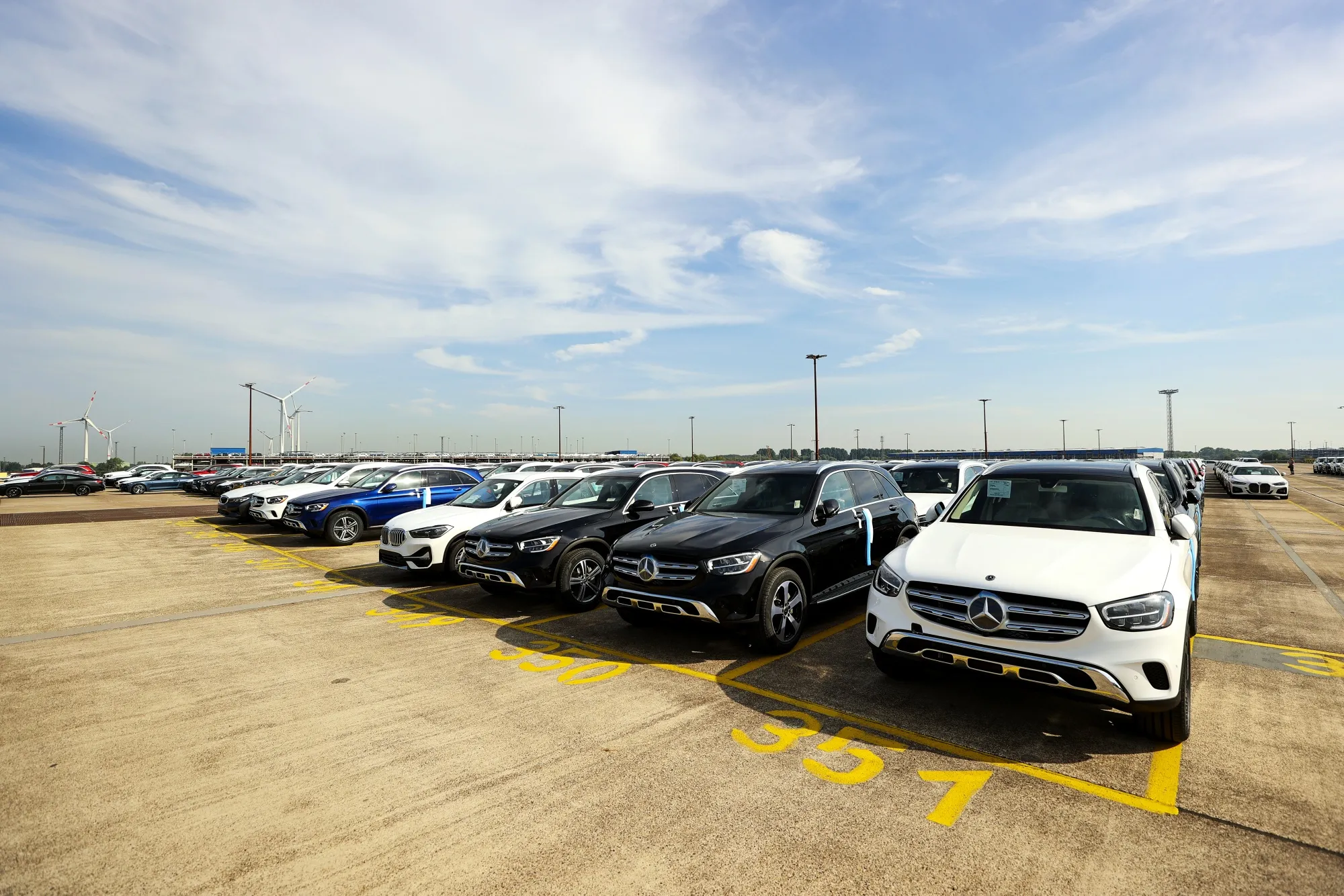 New European Automobiles For Export At Bremerhaven Port 