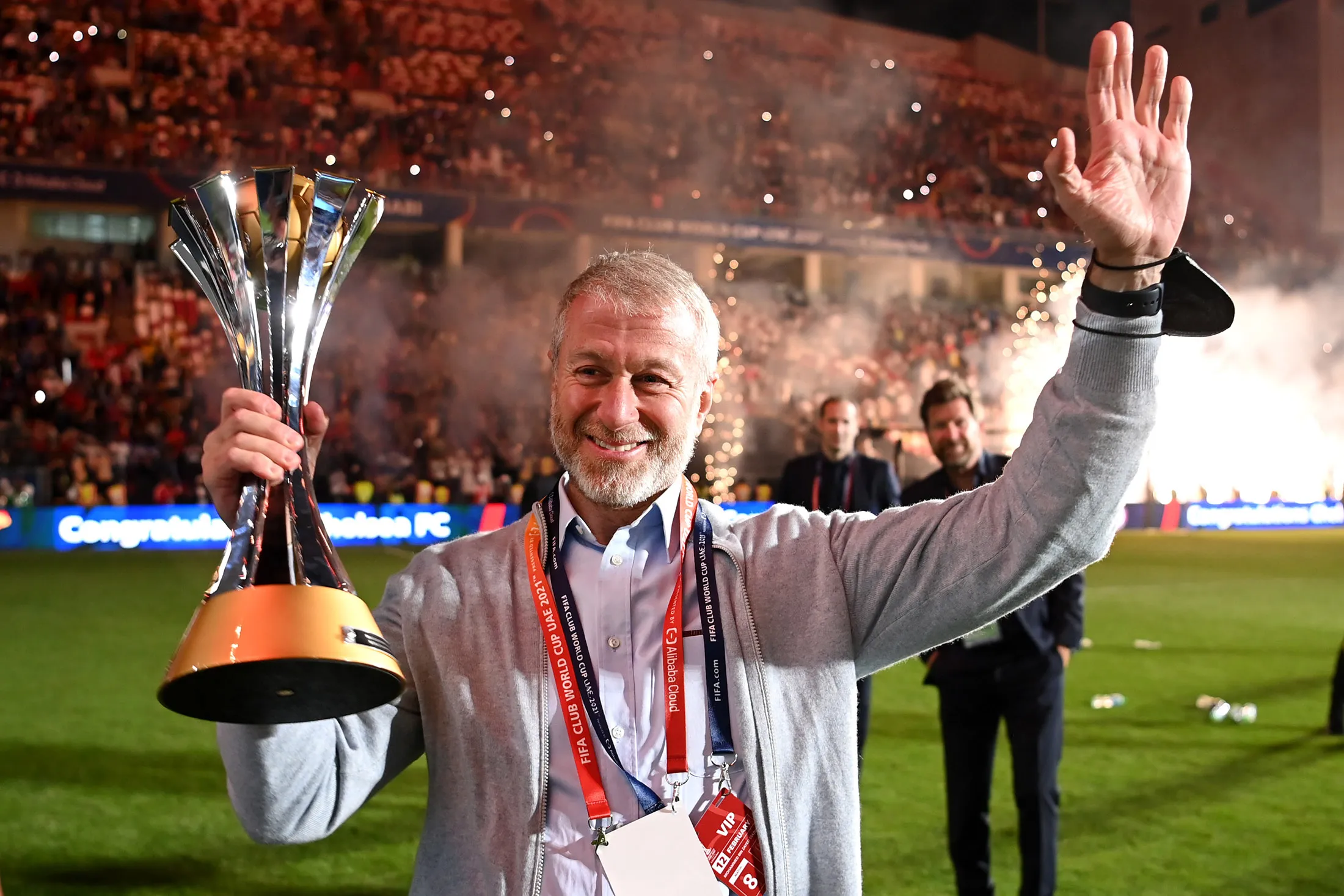 Roman Abramovich celebrates Chelsea’s FIFA Club World Cup victory on Feb. 12.