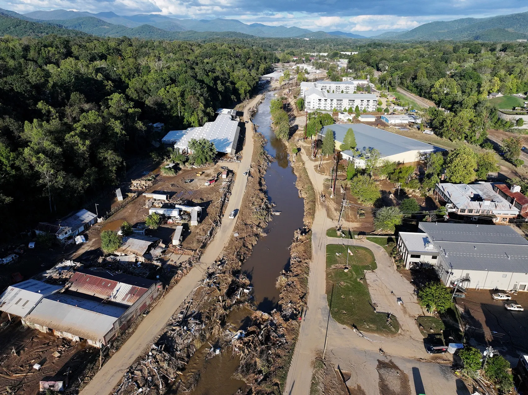 Flood damage&nbsp;in the aftermath of Hurricane Helene in Asheville, North Carolina.