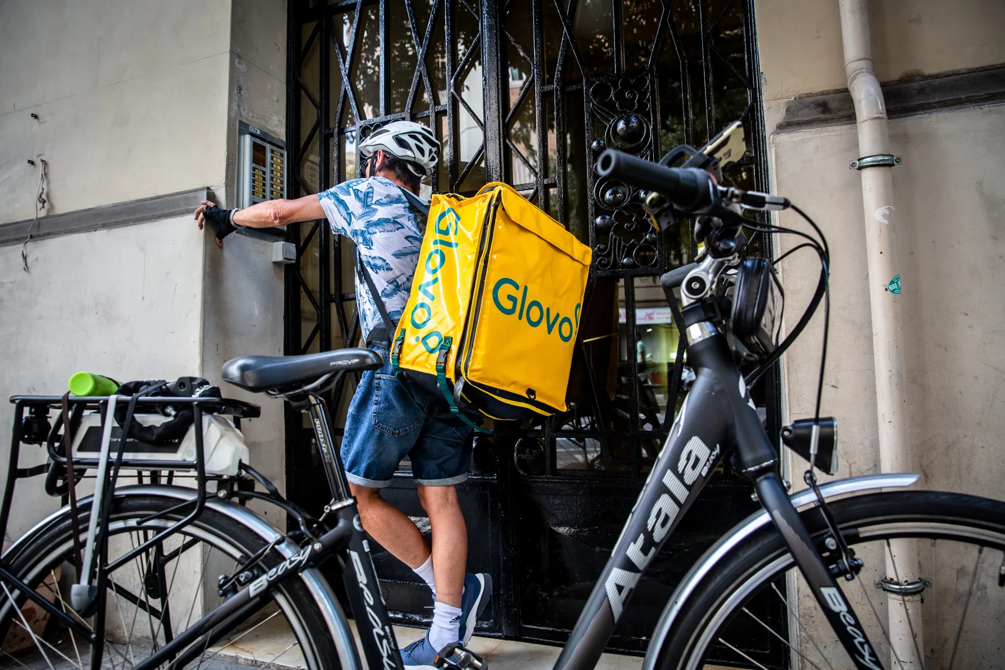 A Glovo courier in Barcelona, Spain.