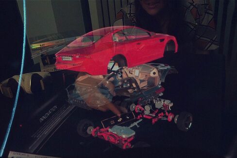 Inspecting the details of an automobile using an AR-enhanced web browser.