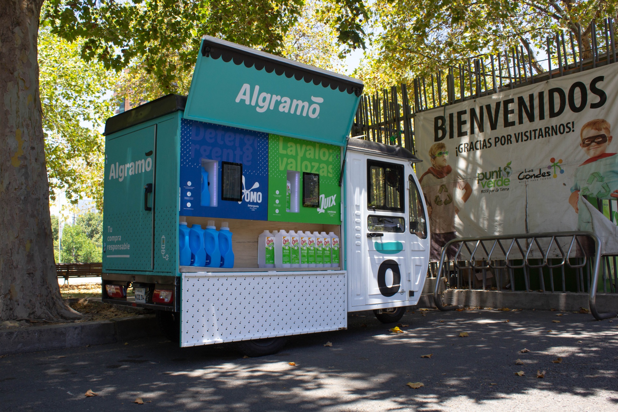Unilever partnered with startup Algramo to offer a mobile refill station for its OMO laundry detergent.
