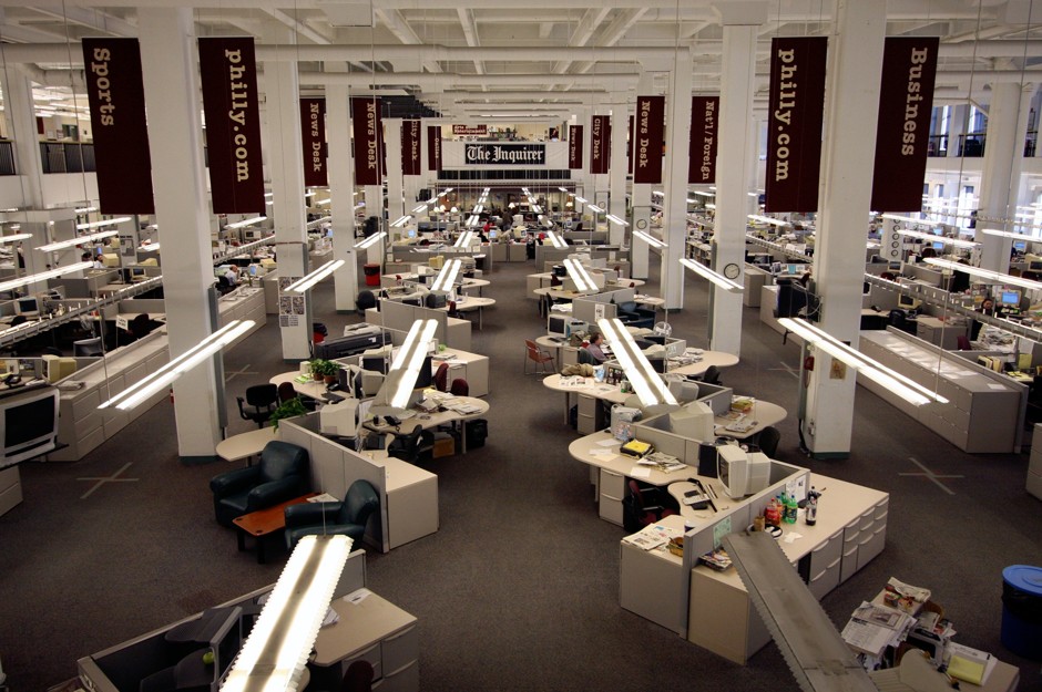 The newsroom of the Philadelphia Inquirer, in 2009, when the owners filed for bankruptcy.