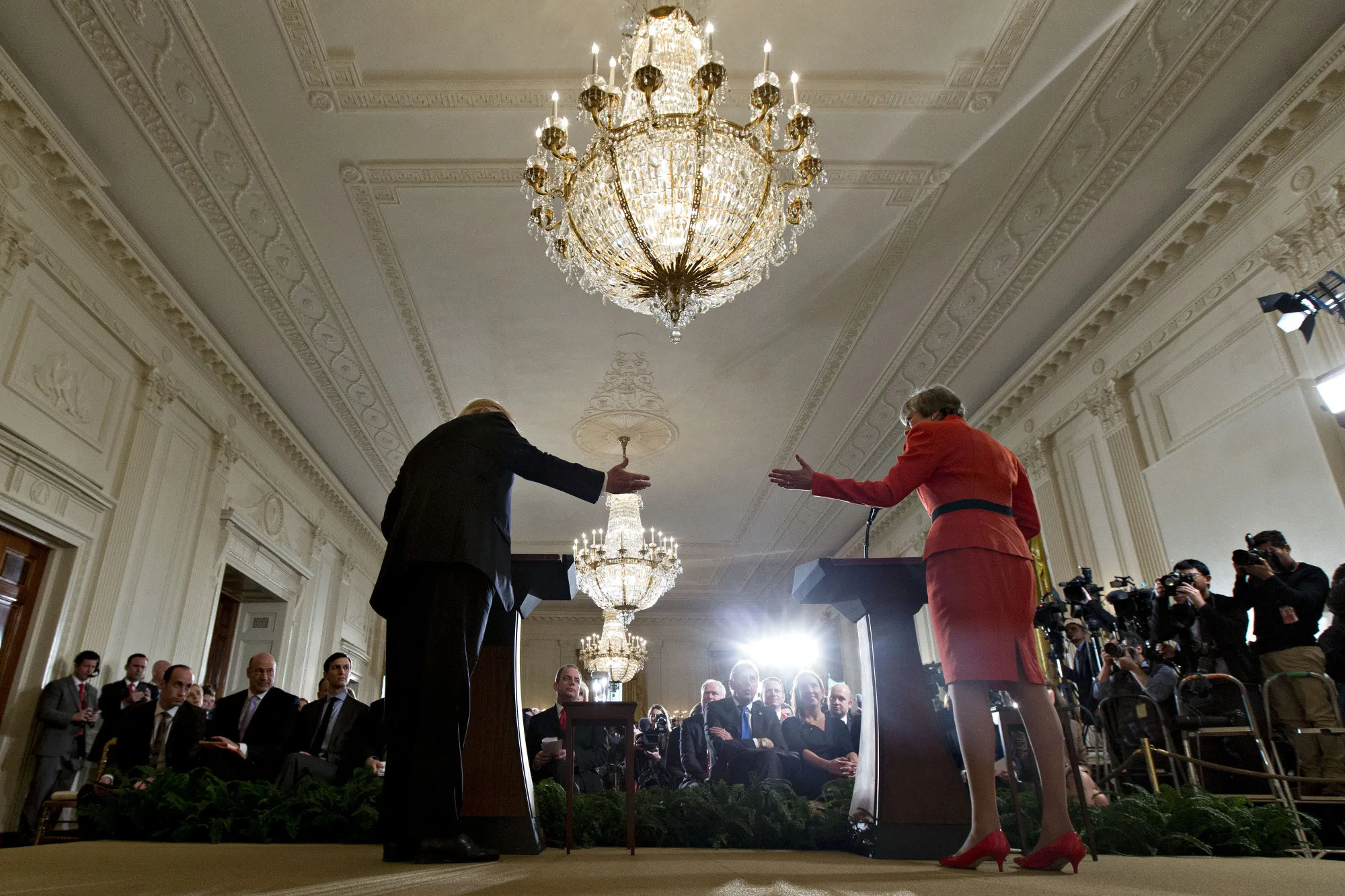 Donald Trump and Theresa May in Washington in January 2017.