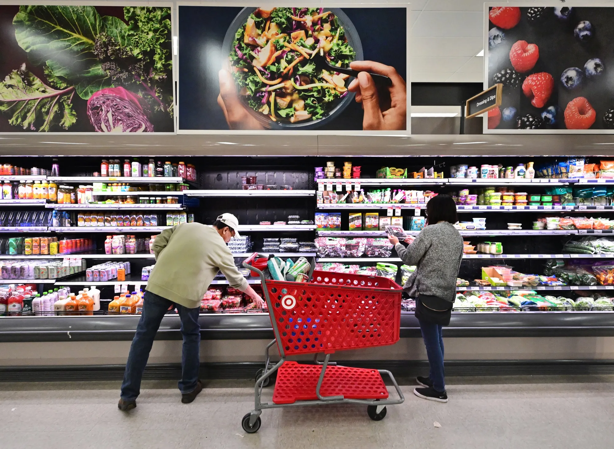 People shop for groceries in Rosemead, California.