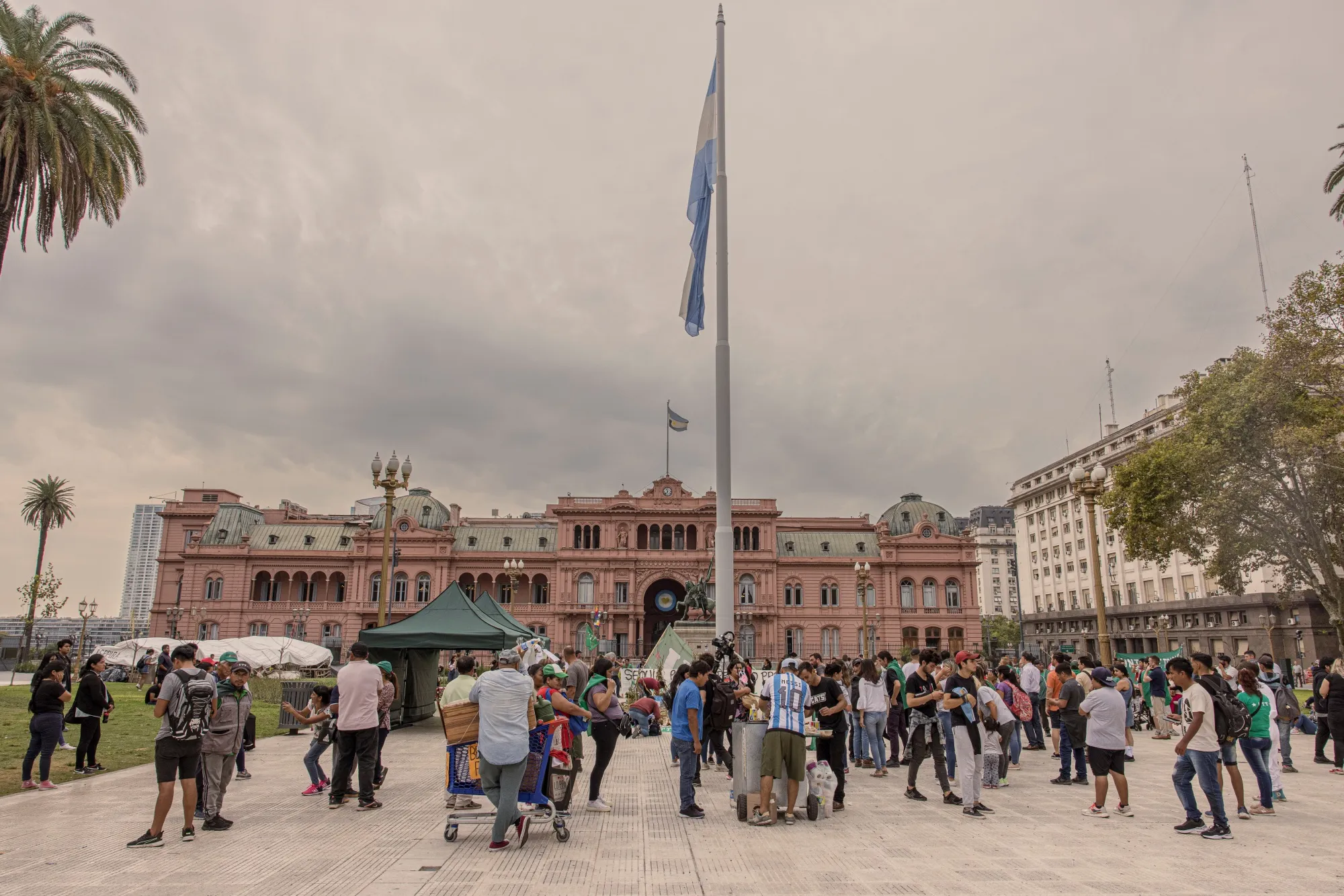 Visitors outside the Casa Rosada in Plaza de Mayo in Buenos Aires, Argentina.