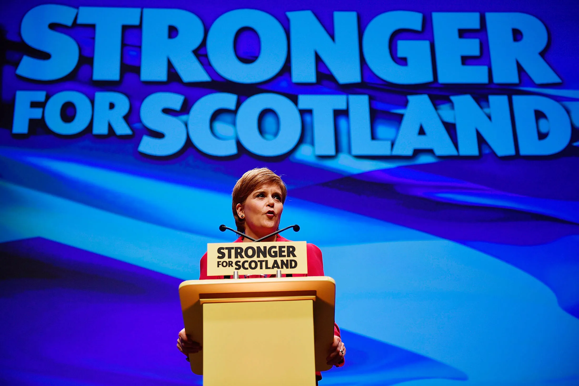 Nicola Sturgeon addresses the Scottish National Party Conference 2016 in Glasgow on Oct. 15.

