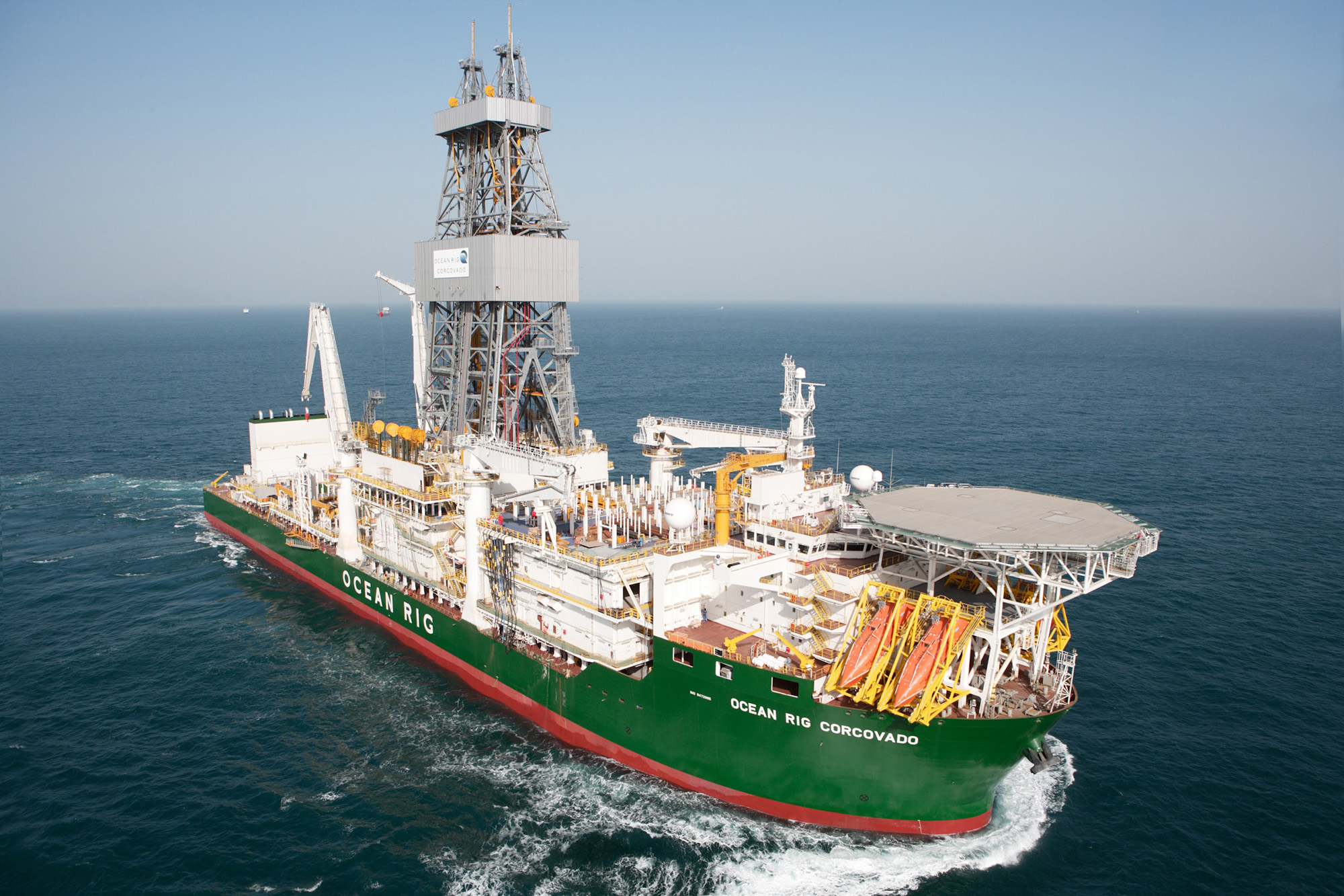 The Ocean Rig Corcovado, an open drillship owned by Ocean Rig UDW Inc., which was used by Cairn Energy Plc in their offshore operations in Greenland. The U.S. Geological Survey estimates there could be as much as 50 billion barrels of oil and gas beneath Greenland’s waters.