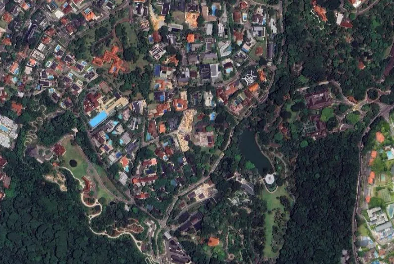 The Botanic Gardens and Gallop Road area of Singapore.