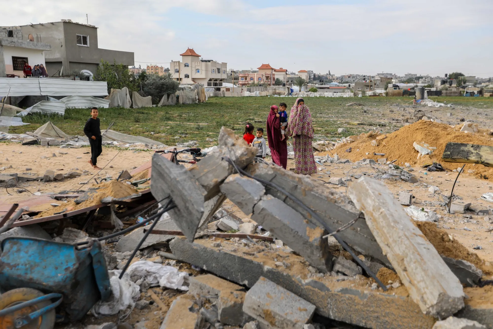 Damage following Israeli air strikes in Rafah, on Feb. 18.&nbsp;