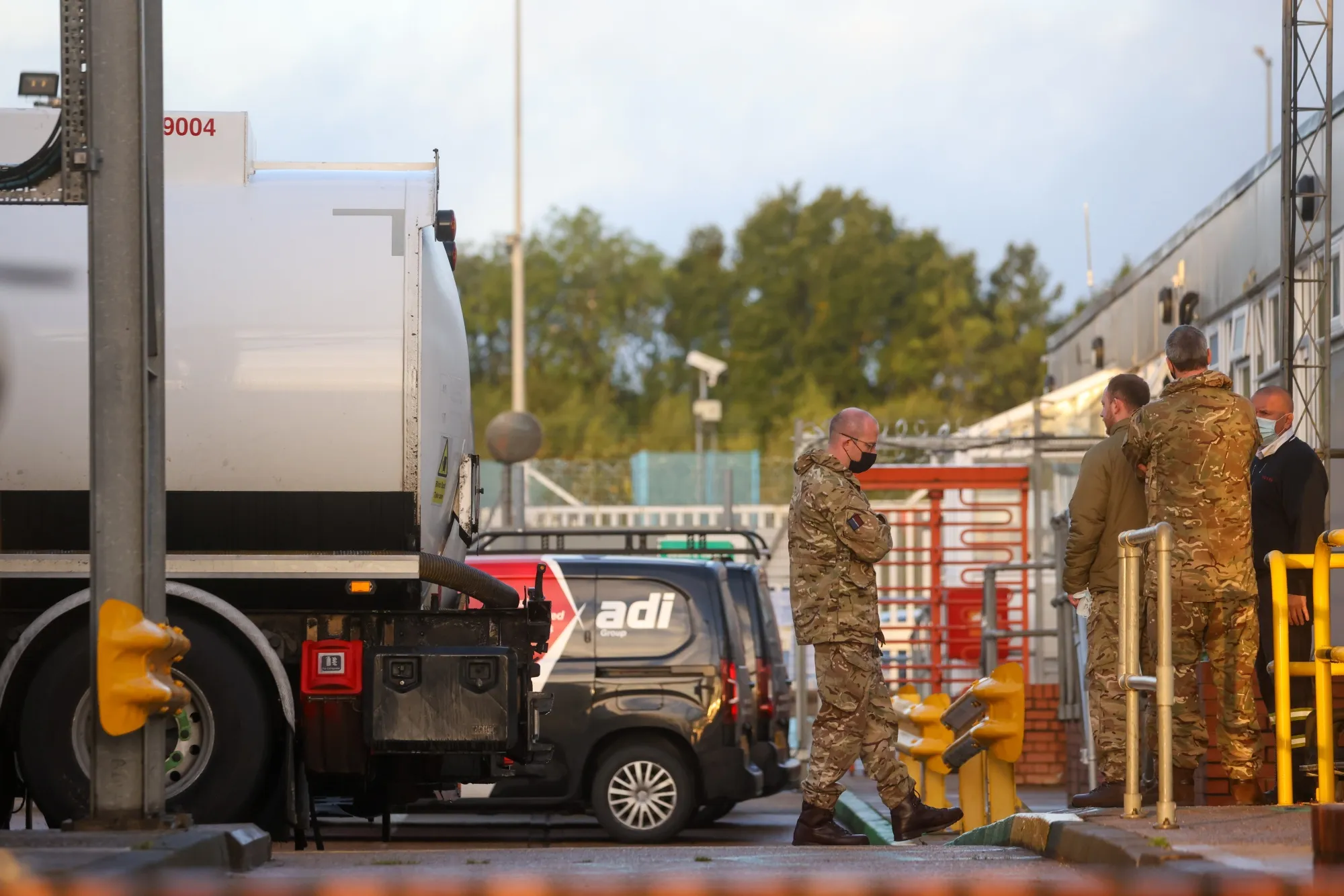 British army personnel at the BP Plc fuel terminal in Hemel Hempstead, U.K., on Oct. 4.
