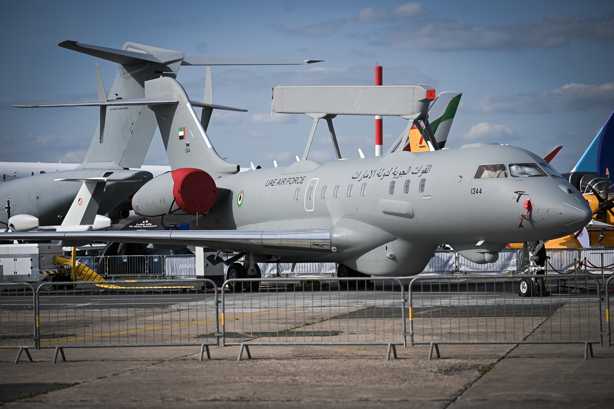 A Saab GlobalEye multi-role airborne early warning and control aircraft.