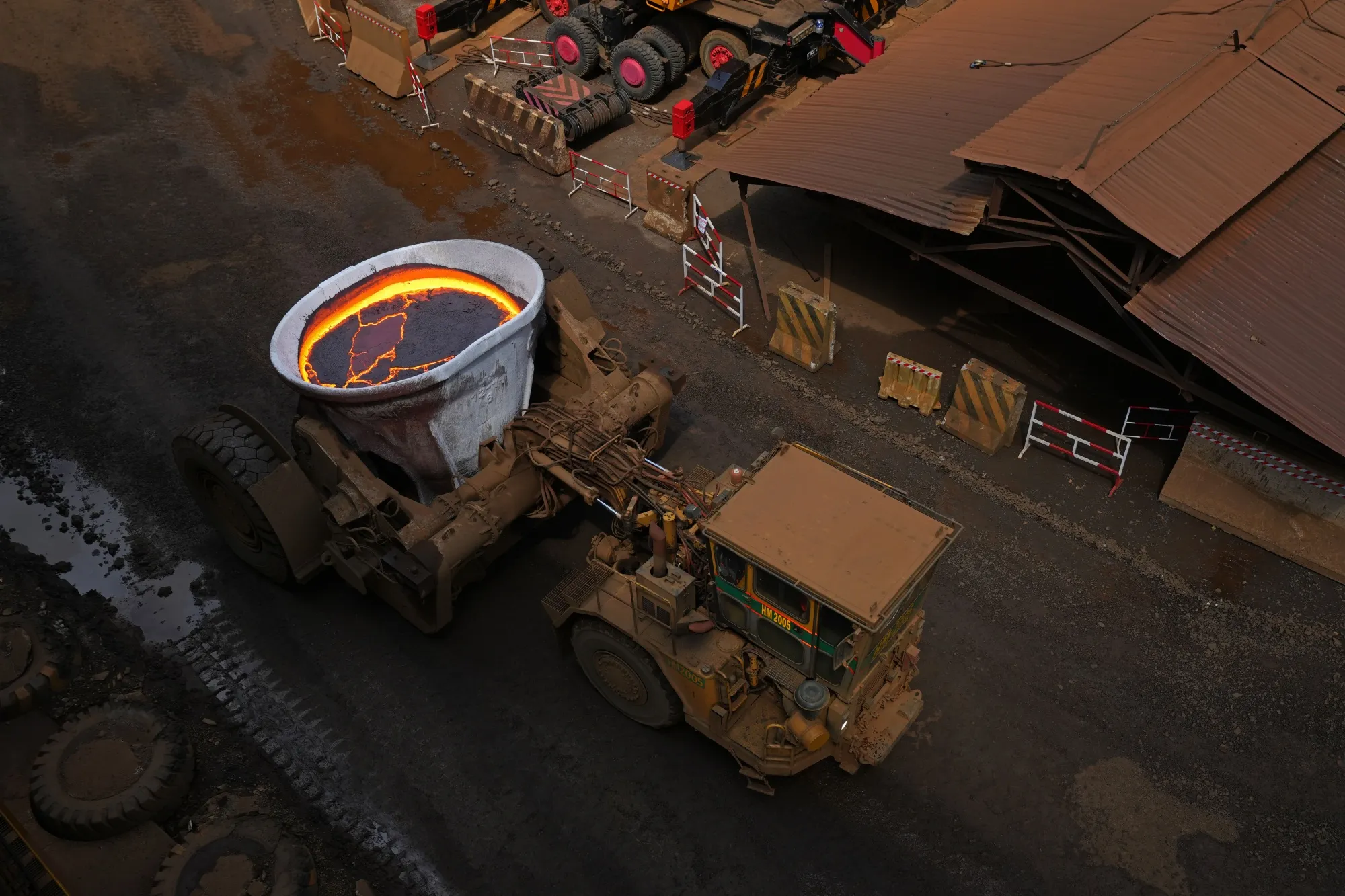 A truck transporting slag to a dumping site at a nickel processing plant in Sorowako, South Sulawesi, Indonesia.