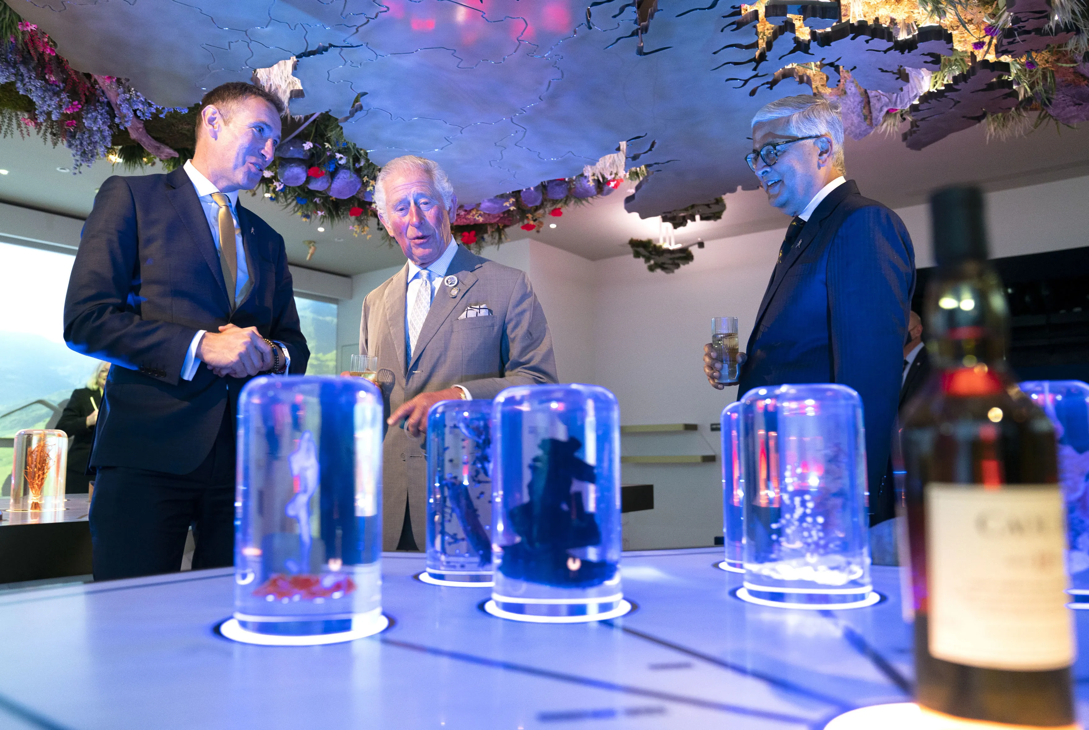 Prince Charles, center, during a visit to official open the Johnnie Walker Princes Street tourist attraction in Edinburgh, UK.