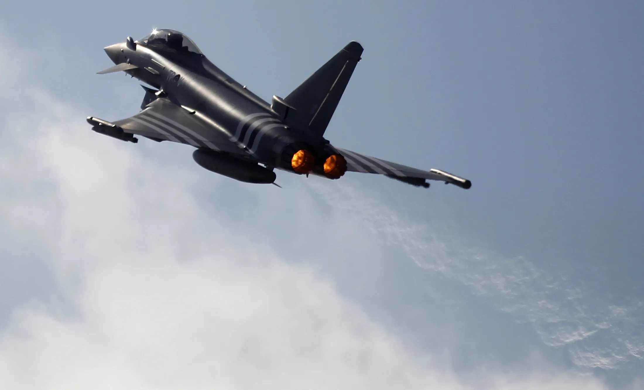 A Eurofighter Typhoon FGR4 fighter jet, produced by BAE Systems Plc.
