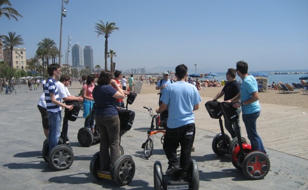 Behold Satan's chariots—Segways on the Barcelona waterfront.