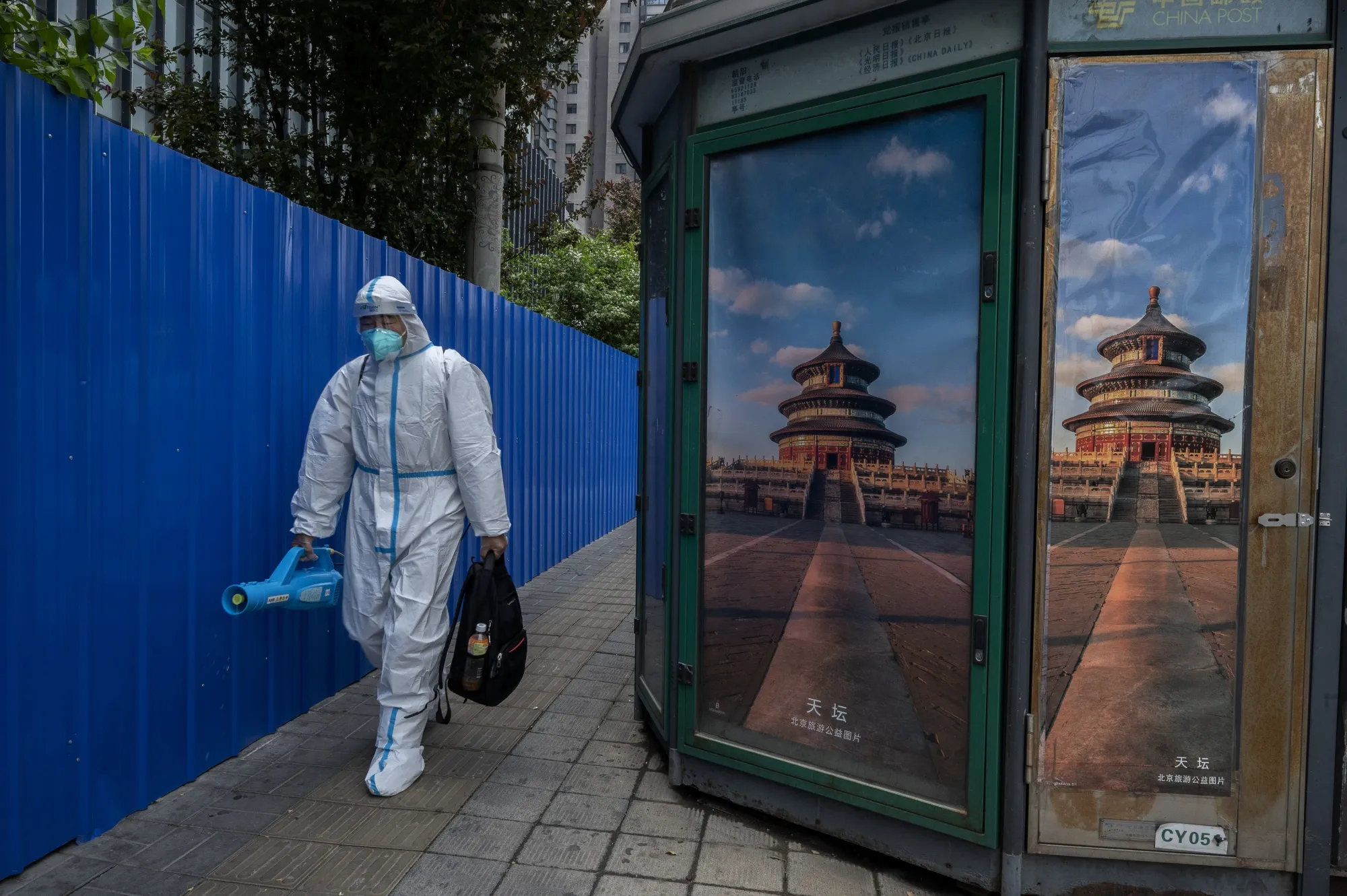 A health worker in Beijing on April 29.