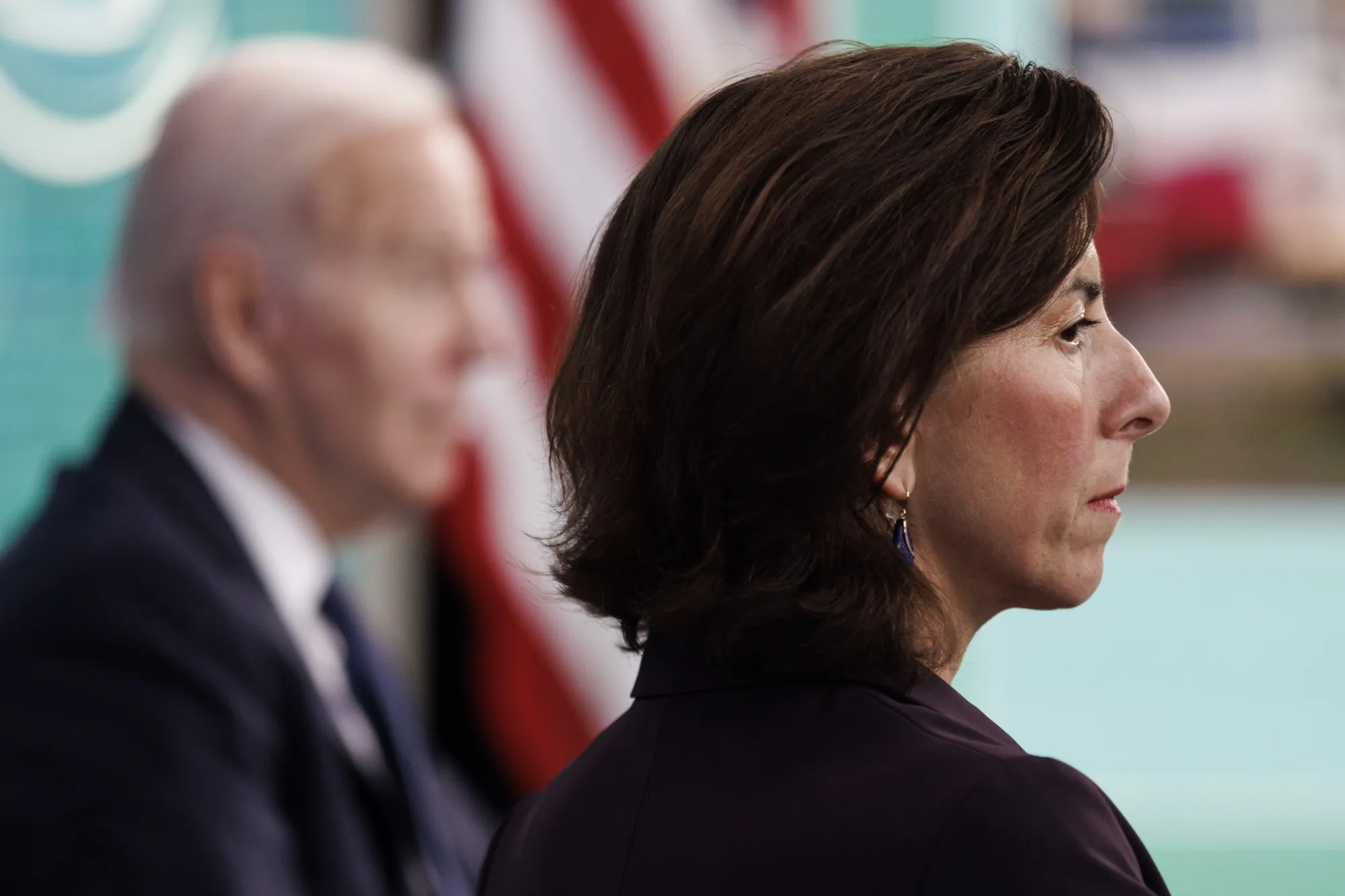 Gina Raimondo in the Eisenhower Executive Office Building in Washington, D.C., U.S., on March 9.