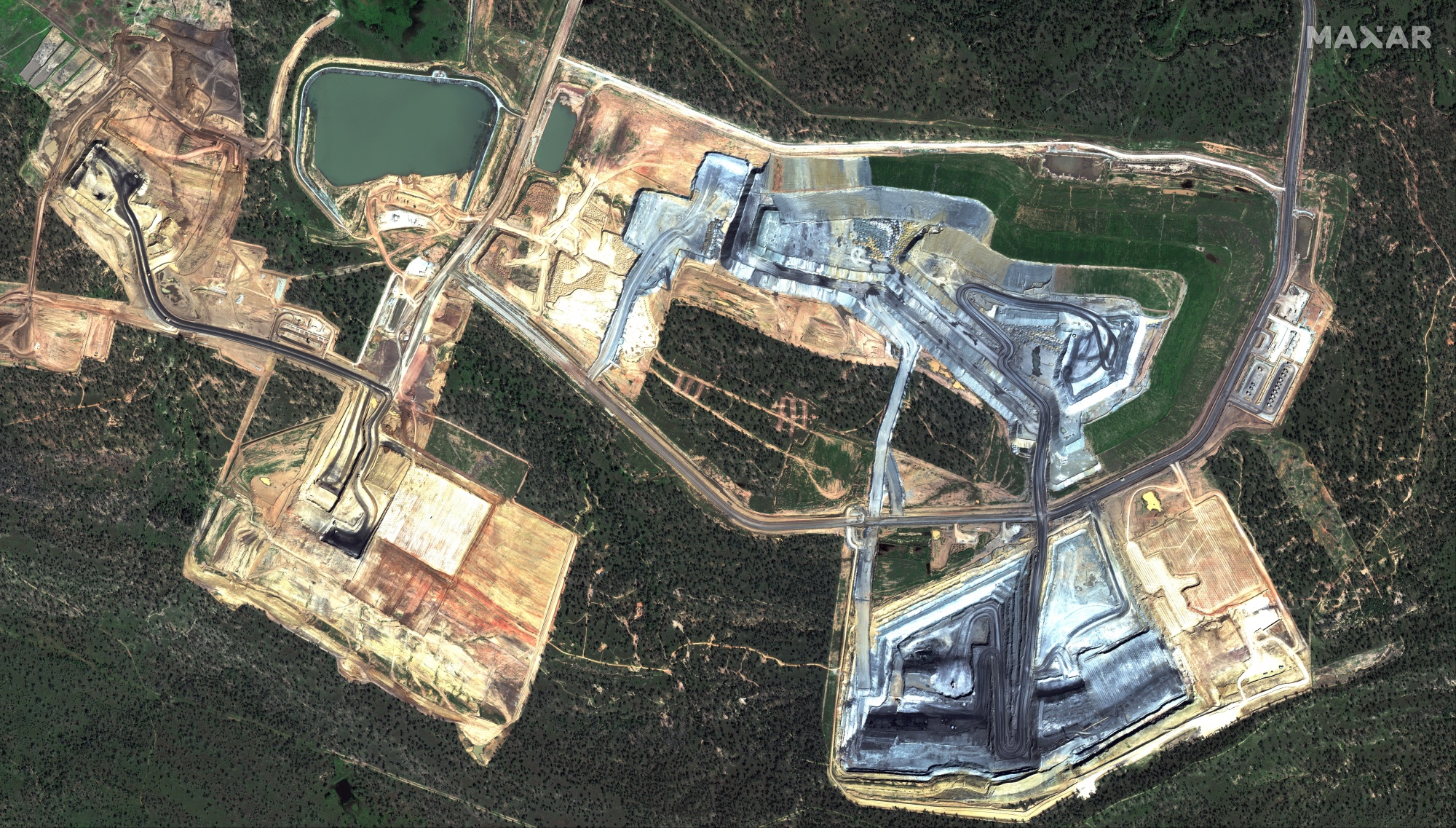 A satellite image of northeast expansion of Hail Creek coal mine in Australia.