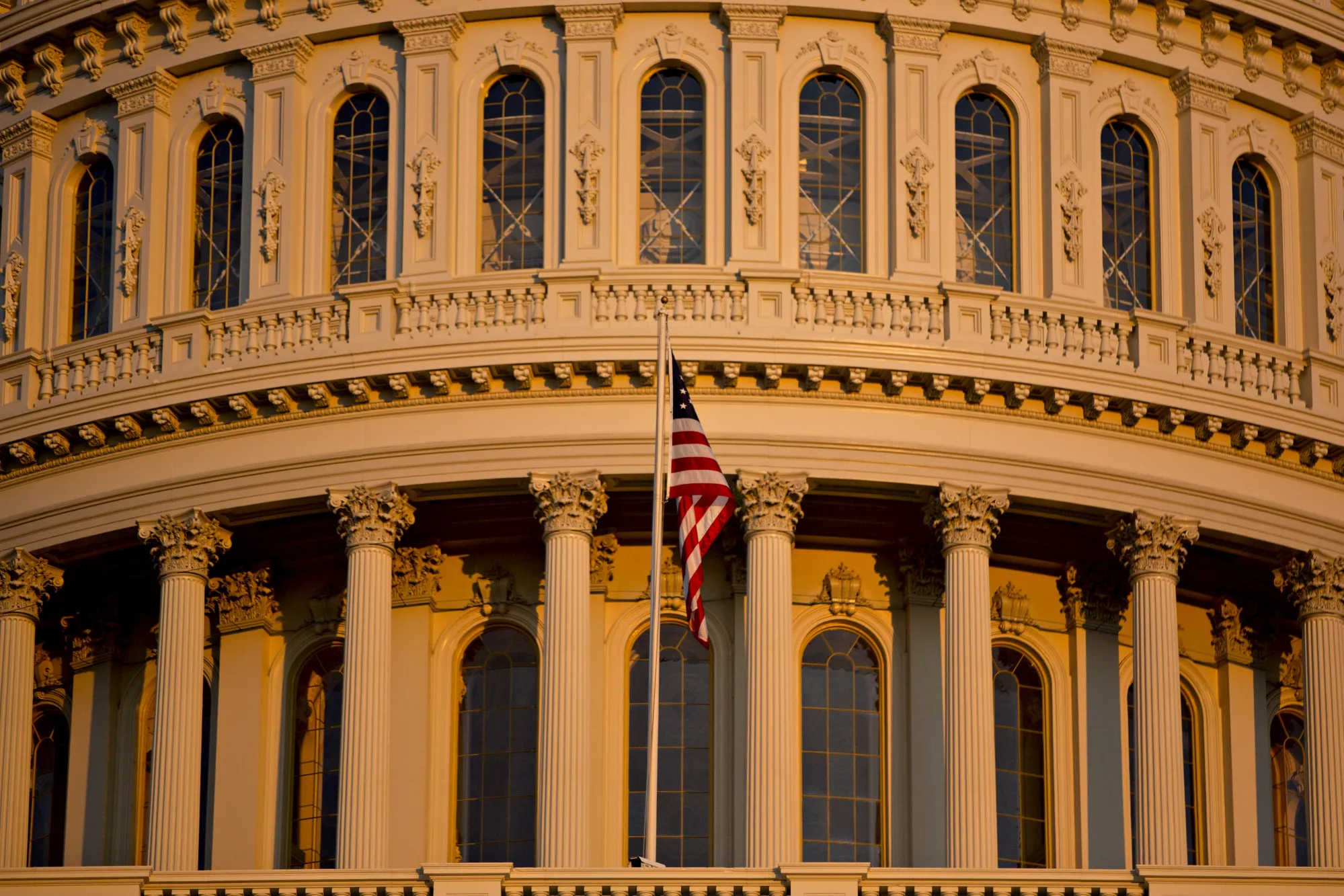 The U.S. Capitol stands at sunset in Washington, D.C., U.S., on Thursday, Feb. 8, 2018. A Senate vote on a bipartisan budget deal that would avert a government shutdown is being held up by a Kentucky Republican who objects to higher spending, raising the risk of a temporary lapse of federal funding if Congress cant act by a midnight deadline.