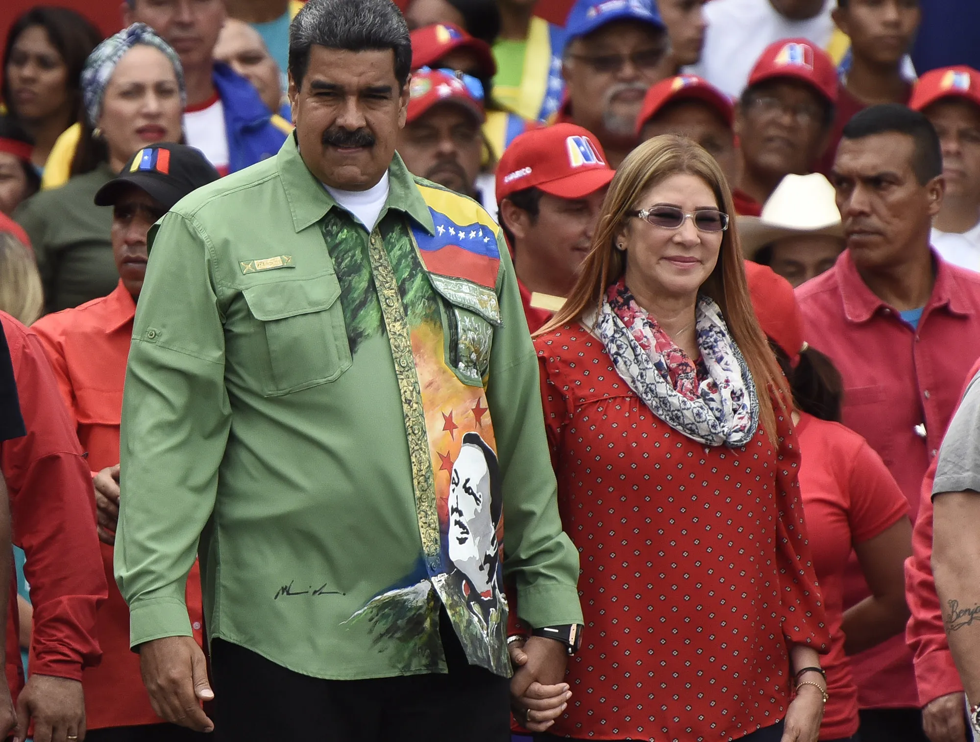 Nicolas Maduro, left, and wife Cilia Adela Flores