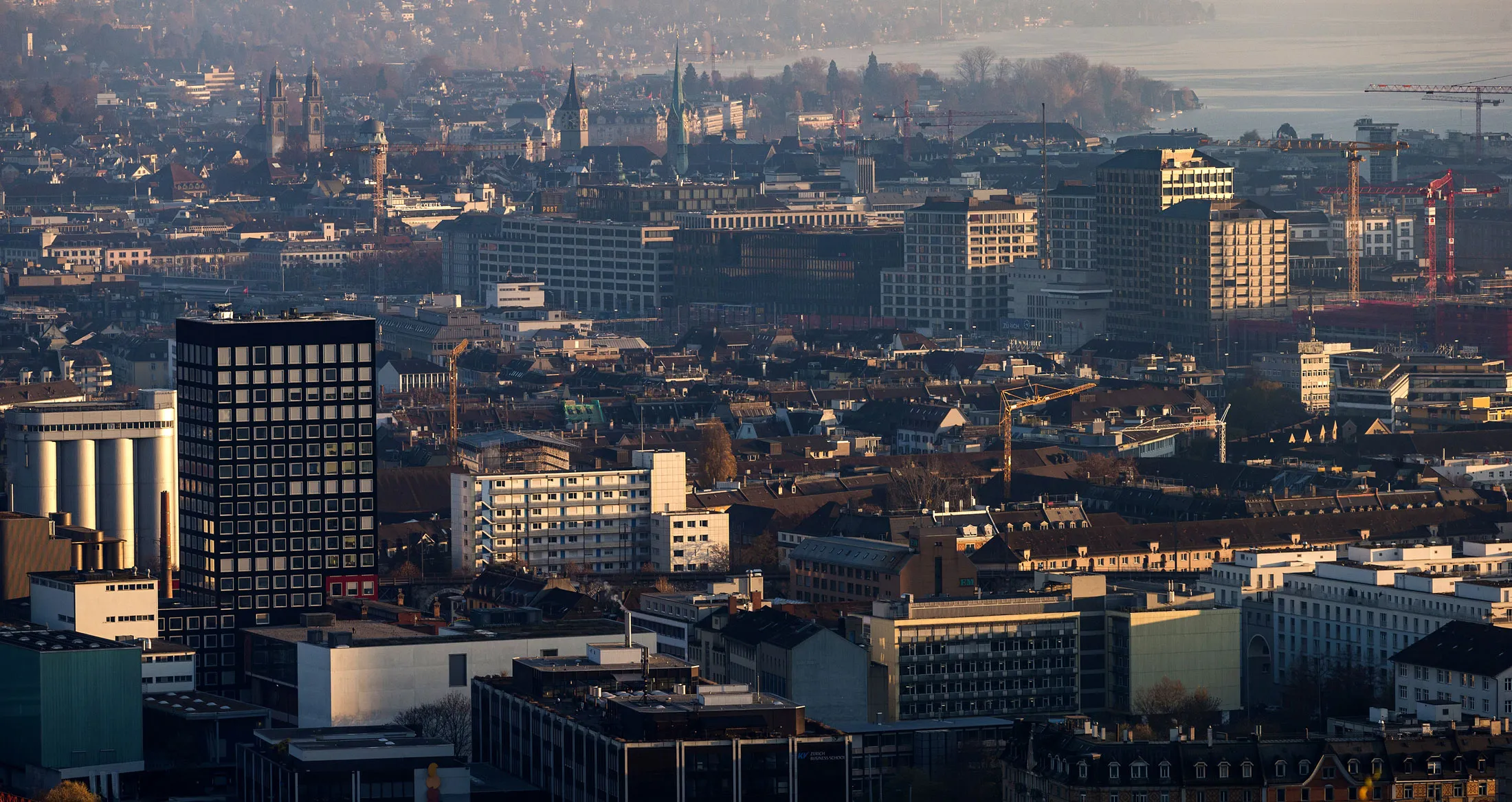 Commercial and residential properties stand in Zurich.

