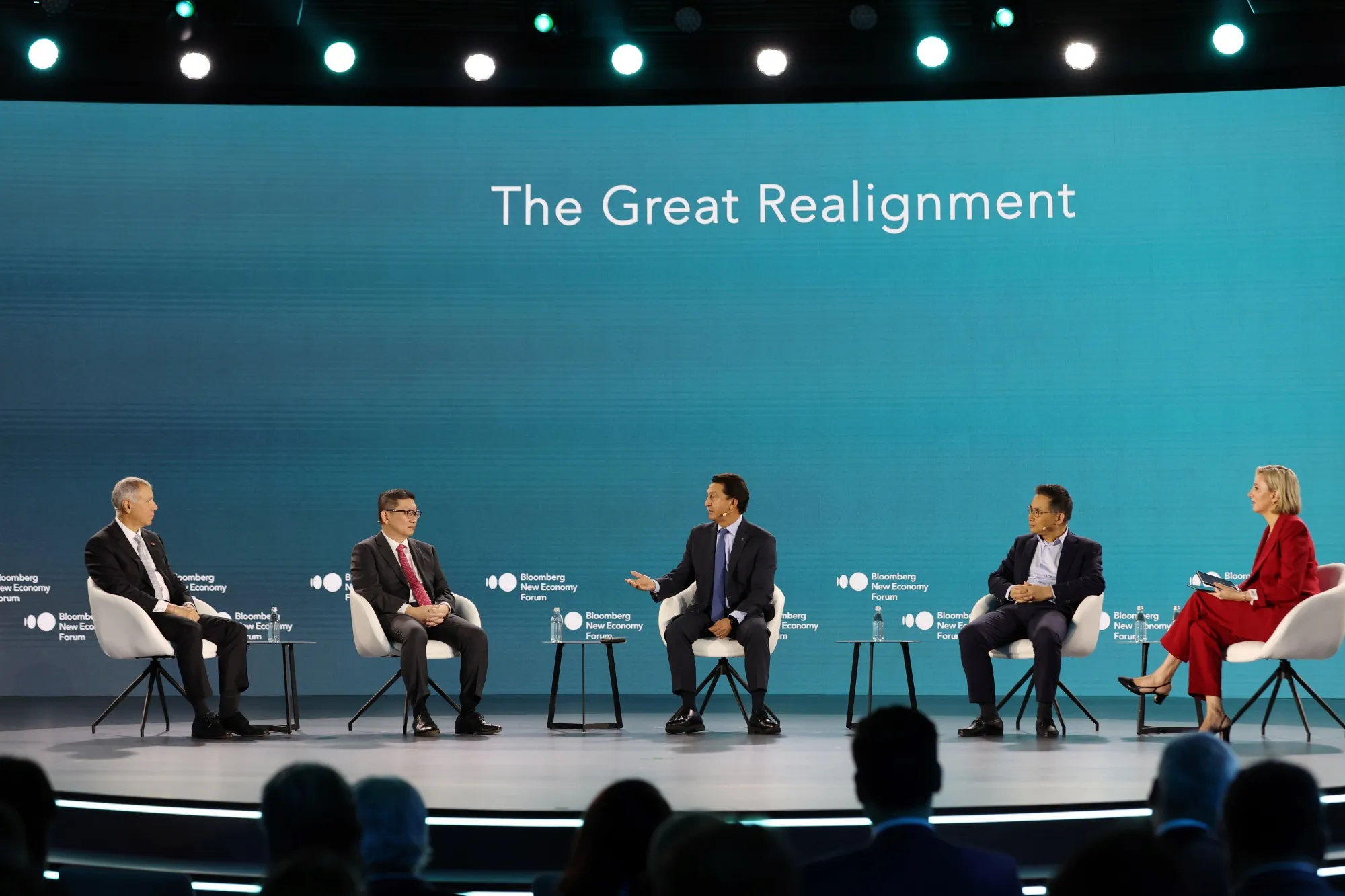 A panel discussion at the Bloomberg New Economy Forum in Singapore, on Wednesday, Nov. 19, 2025. 