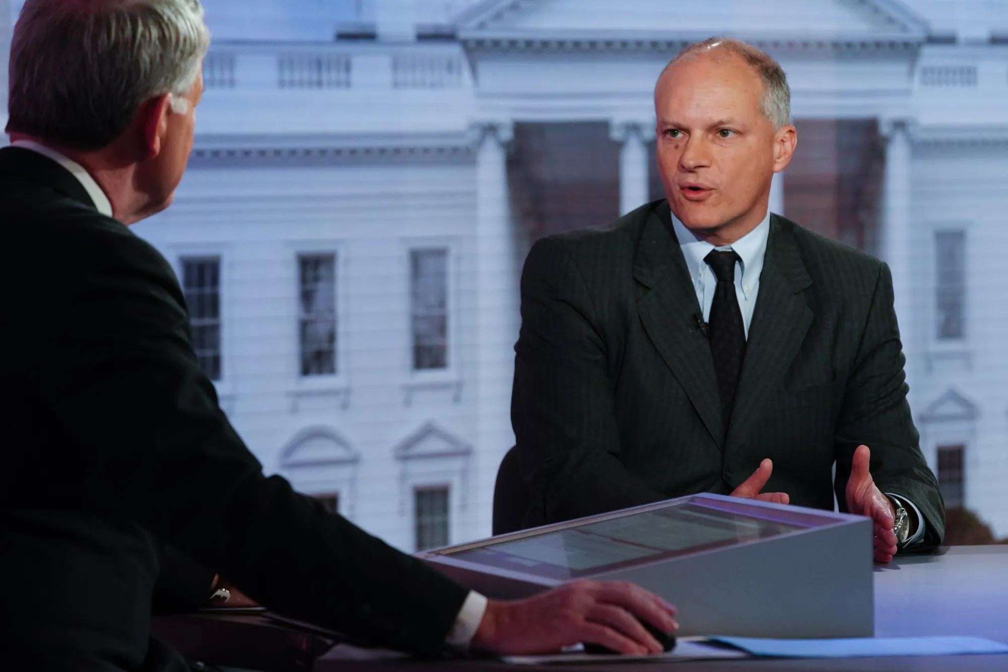 Alejandro Werner, director of the western hemisphere for the IMF, speaks during a Bloomberg Television interview in New York on Nov. 20.&nbsp;