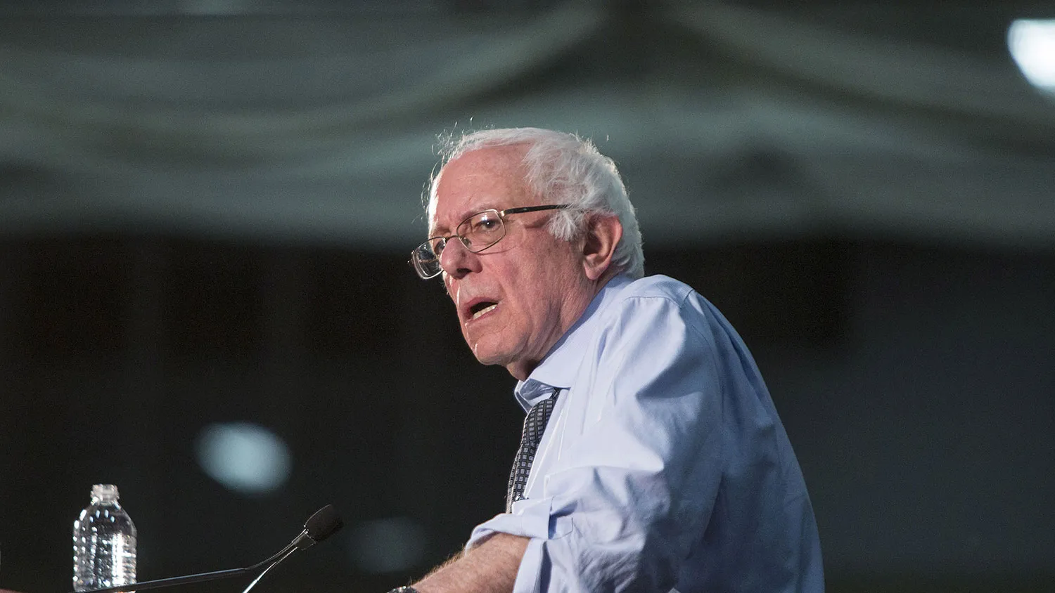Senator Bernie Sanders speaks during a campaign rally at Milton High School in Milton, Massachusetts, on Feb. 29, 2016.

